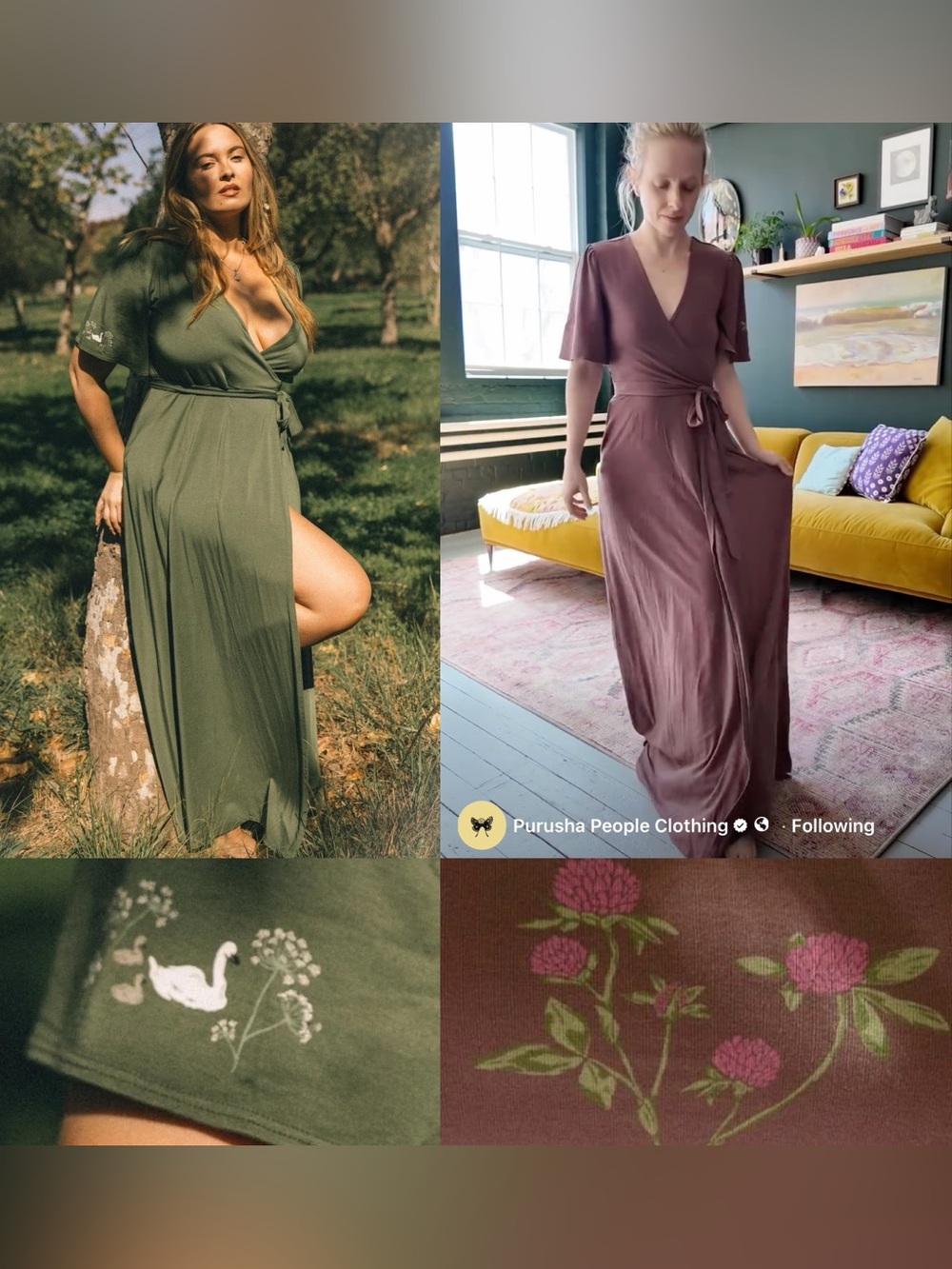 green (left side) ONLY!! S * NEW * Soul Messengers Wrap Dress
(swan print)